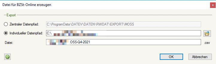 OSS CSV Datei aus DATEV abspeichern